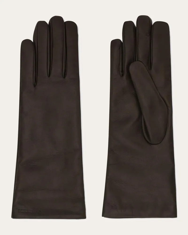 Ferragamo Damen Handschuhe mit Kaschmirfutter Braun Braun
