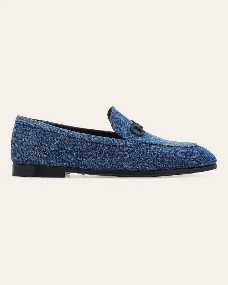 Ferragamo Damen Loafer mit Gancini Spange Blau Größe 5 Blau
