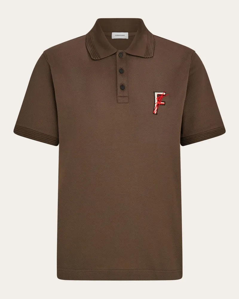 Ferragamo Herren Polohemd mit Doppel-Stickerei Grau Grau