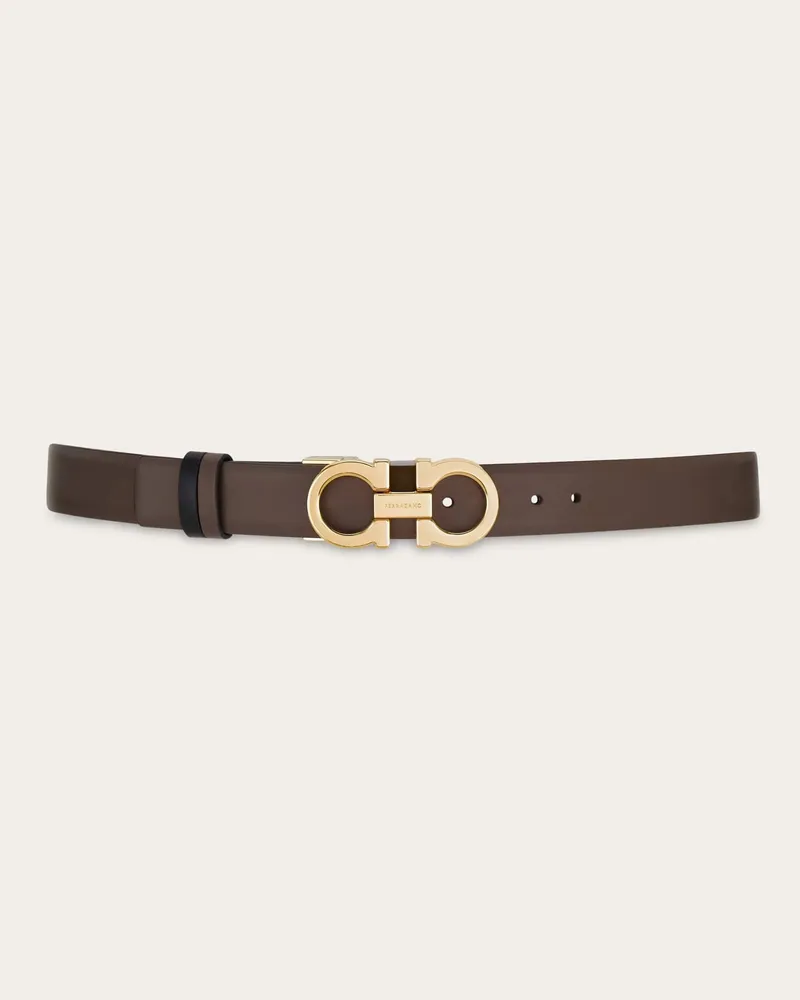 Ferragamo Damen Verstellbarer Gancini Wendegürtel Grau Grau