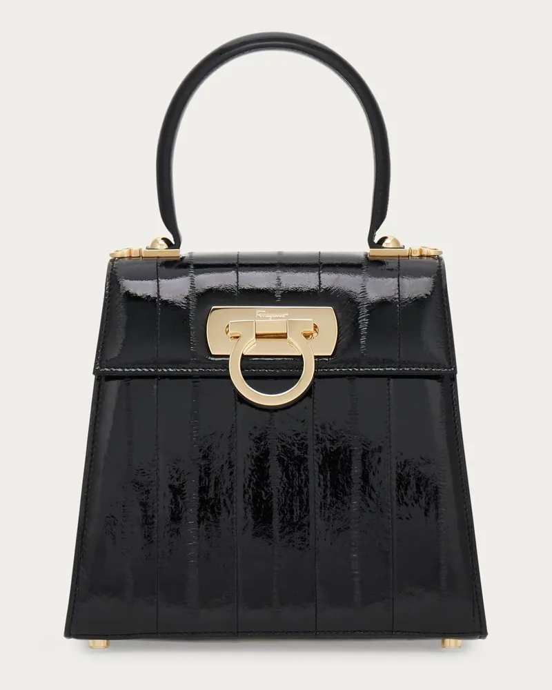 Ferragamo Damen Iconic Top Handle (S) Schwarz Schwarz