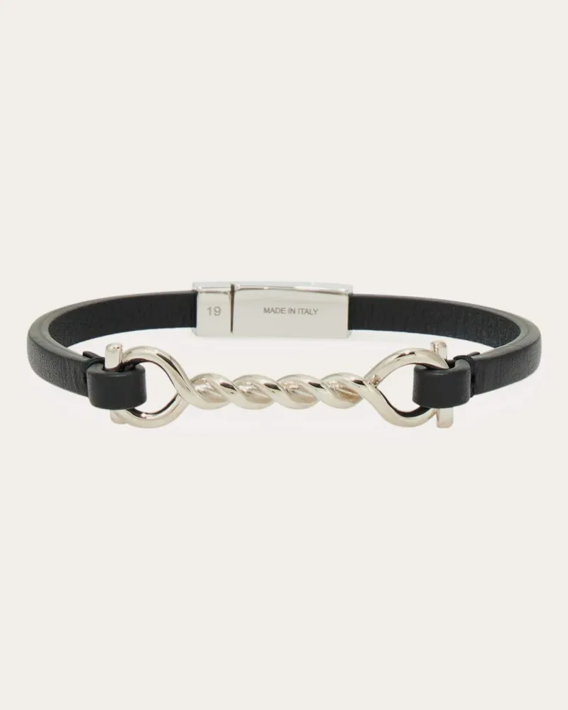 Ferragamo Herren Gancini Torchon Armband (19 cm) Schwarz Schwarz