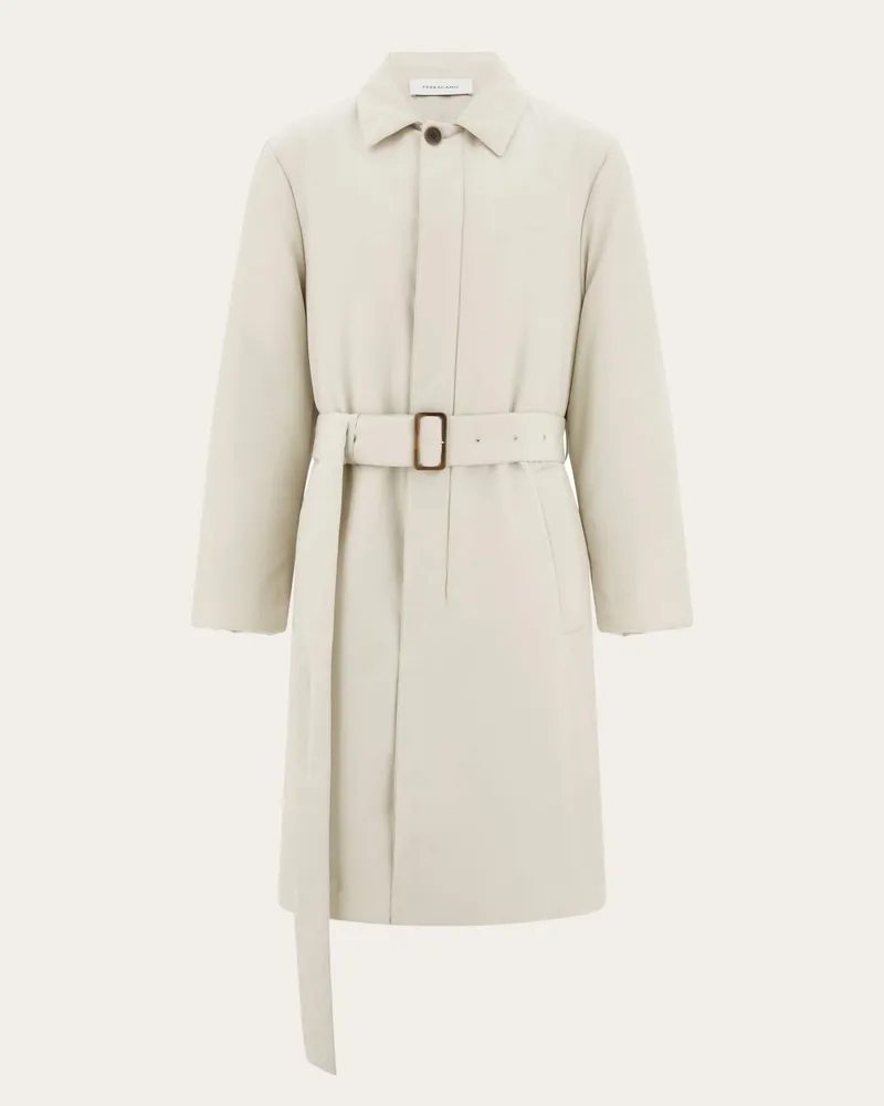 Ferragamo Herren Gepolsterter Trenchcoat Weiß Weiß