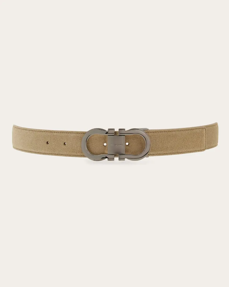 Ferragamo Herren Verstellbarer Gancini Gürtel Beige Braun