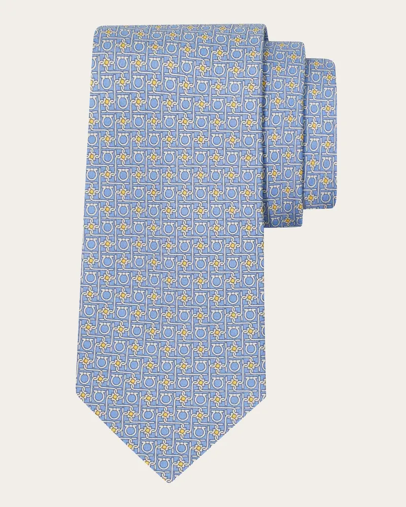 Ferragamo Herren Seidenkrawatte mit Diamant-Print Blau Blau