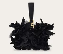 Damen Mini-Clutch mit Blumen Schwarz