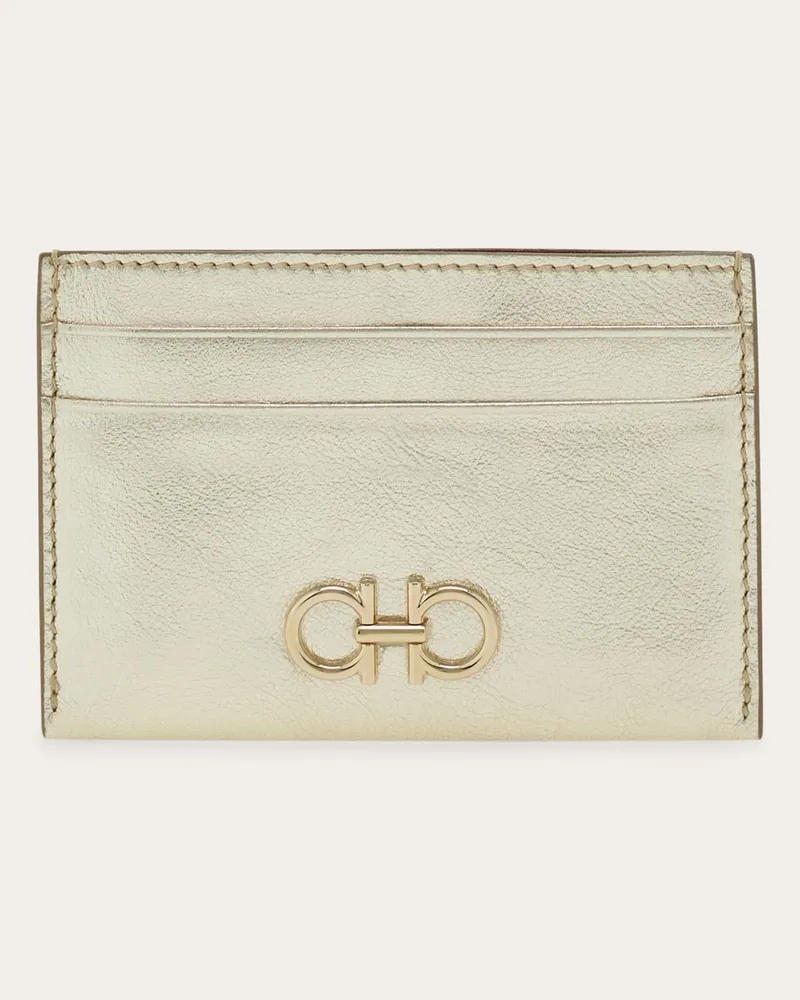 Ferragamo Damen Gancini Kreditkartenetui Gold Gold