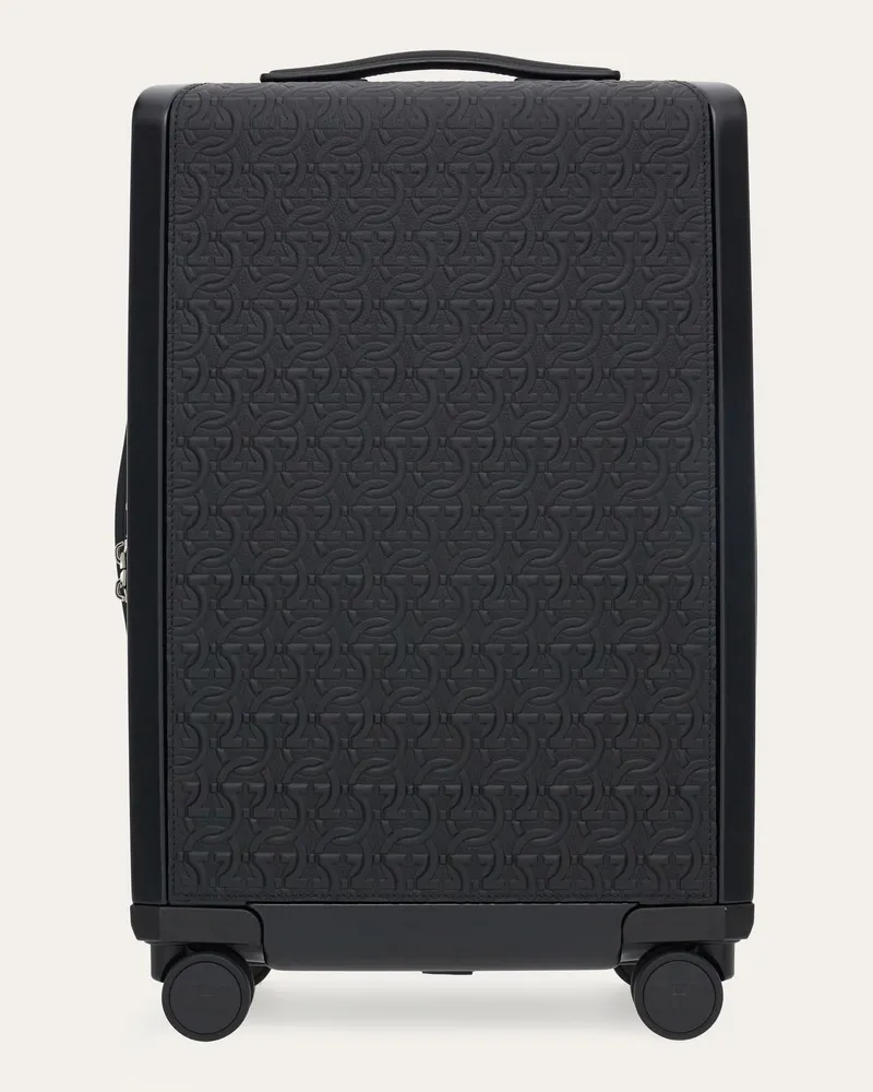 Ferragamo Herren Trolley mit Gancini-Prägung Schwarz Schwarz