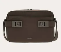 Herren East-West Umhängetasche mit Hug-Schnallen Braun