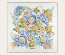 Damen Seidenhalstuch mit Sonnenblumen-Print Mehrfarbig