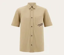 Herren Kurzarmhemd Beige
