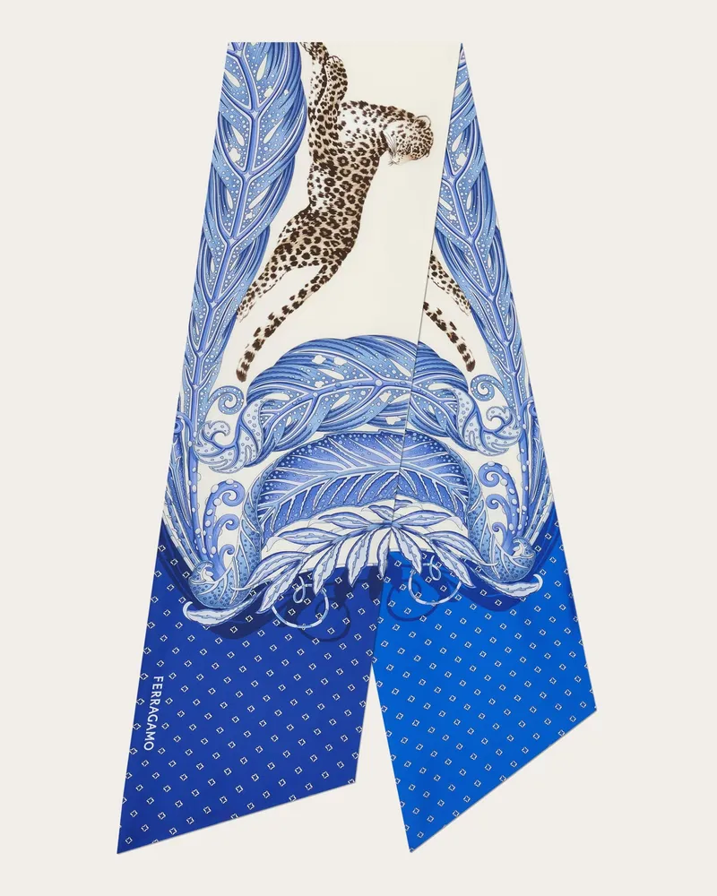 Ferragamo Damen Bandeau-Tuch mit Madras-Print Blau Blau