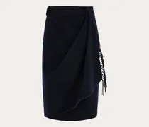 Damen Rock mit Überschlag und Fransen Blau