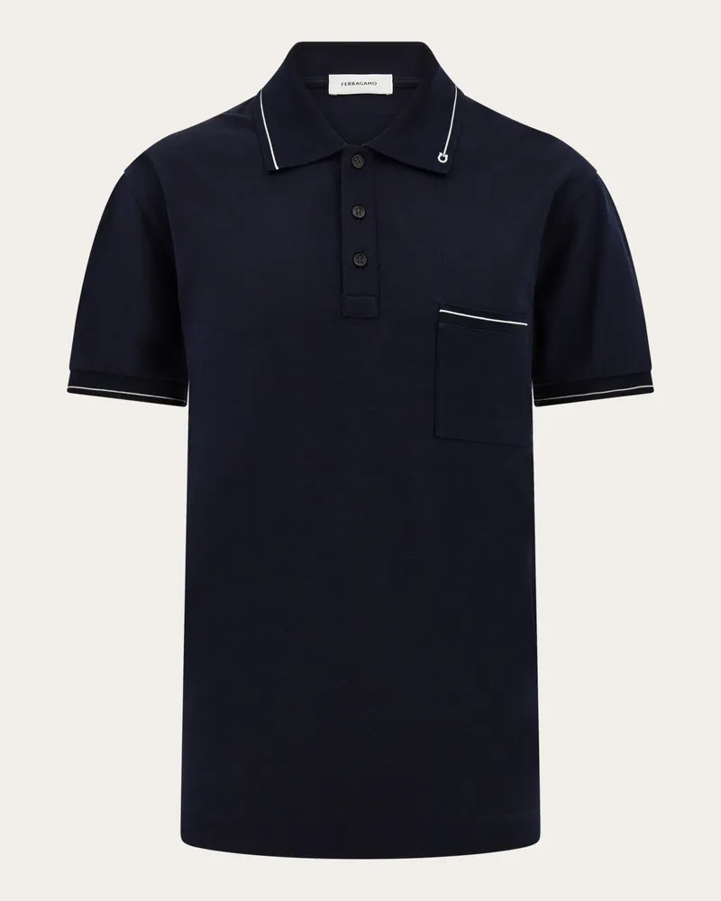 Ferragamo Herren Polohemd mit Gancini-Motiv Blau Blau