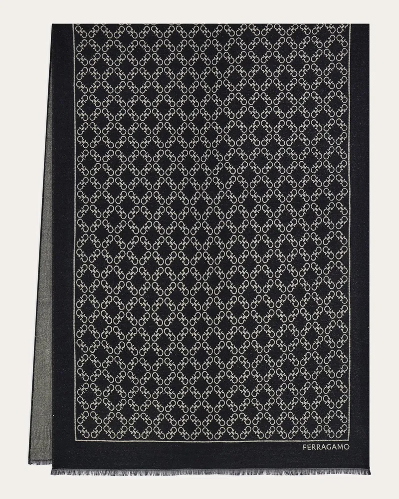 Ferragamo Damen Gancini-Stola in Jacquard-Verarbeitung mit Lurex Schwarz Schwarz