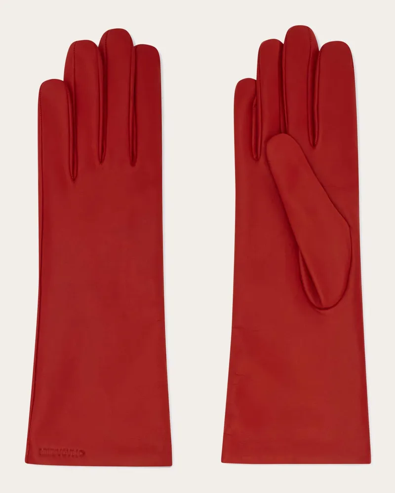 Ferragamo Damen Handschuhe mit Kaschmirfutter Rot Rot