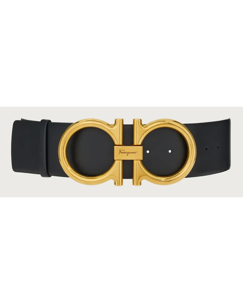 Ferragamo Damen Breiter Gancini Gürtel Schwarz Schwarz