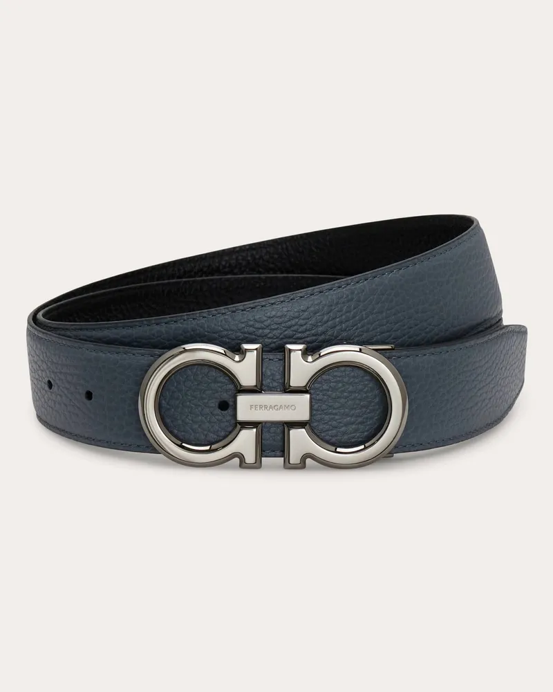Ferragamo Damen Verstellbarer Gancini Wendegürtel Grau Grau