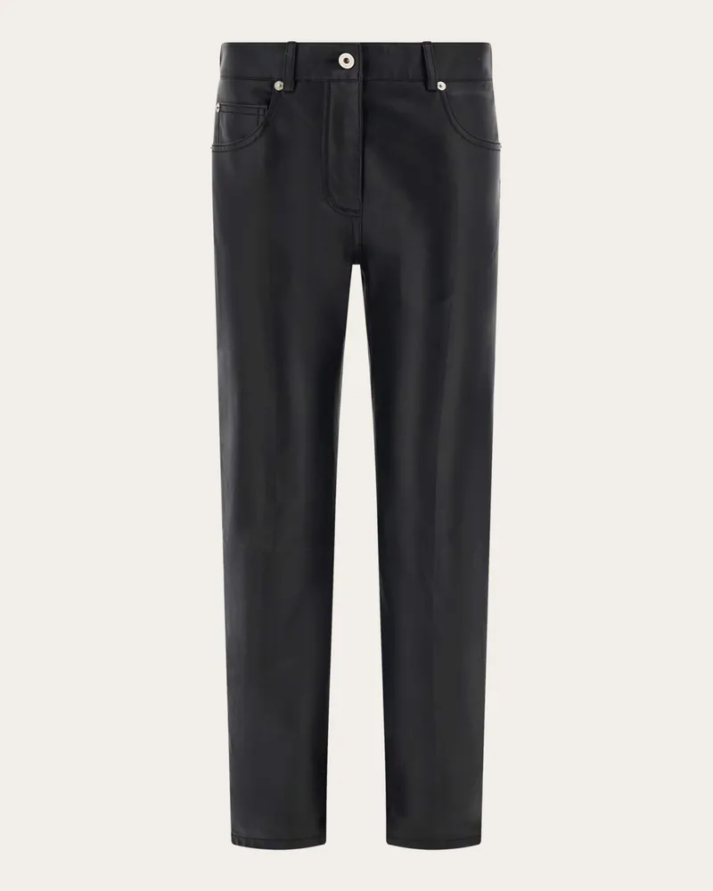 Ferragamo Damen 5-Pocket-Hose aus Nappa Schwarz Schwarz