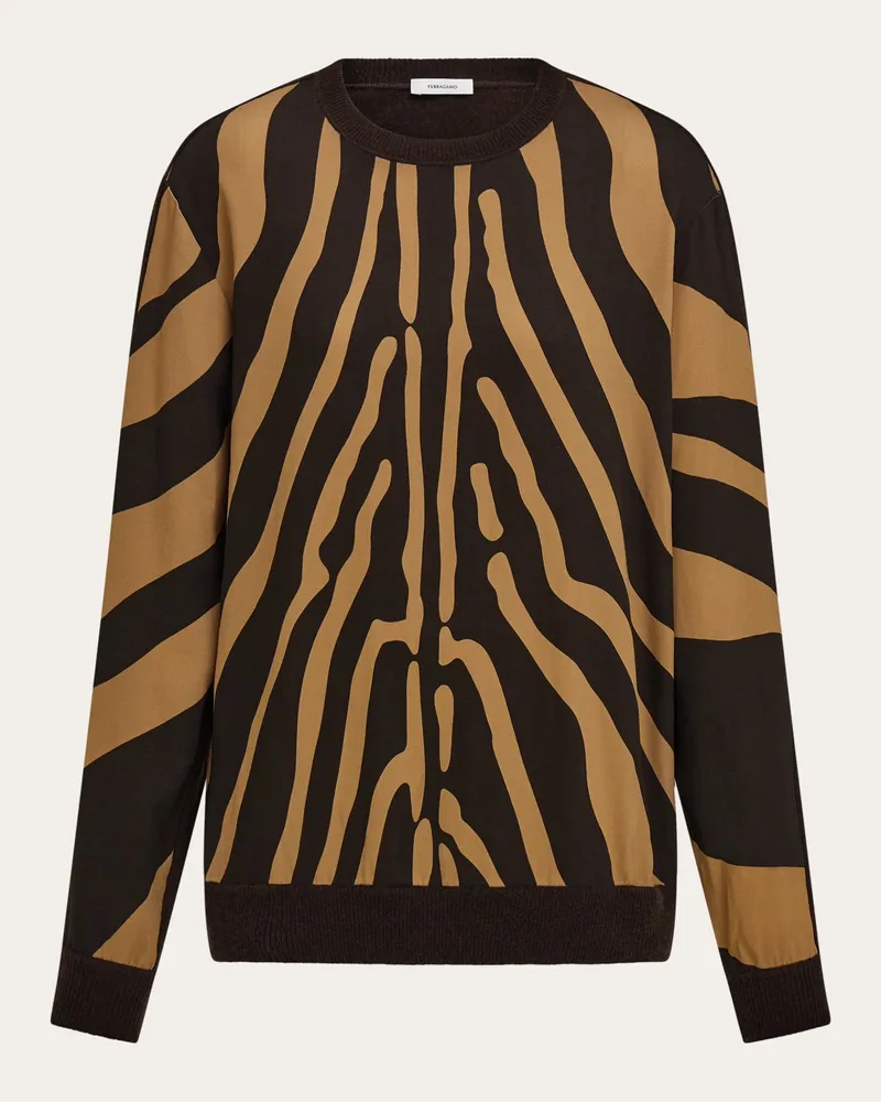 Ferragamo Damen Pullover mit Seideneinsatz Braun Braun