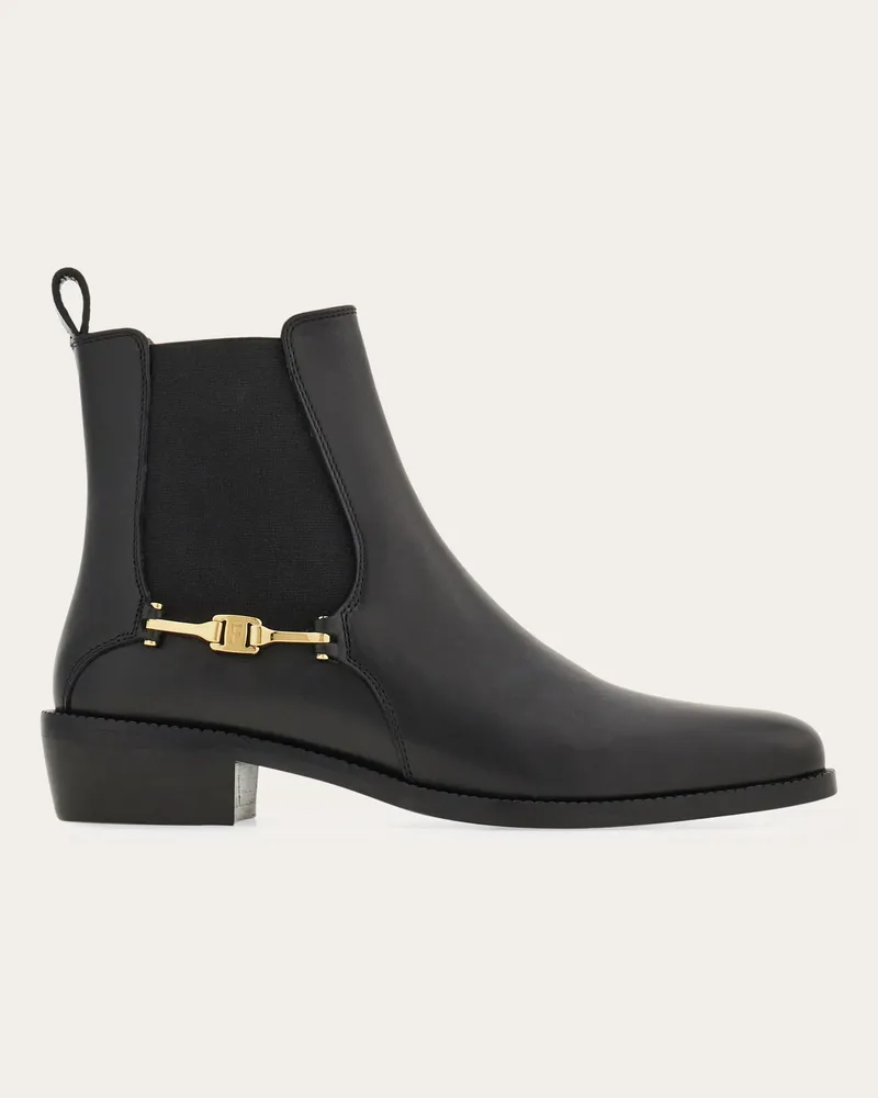 Ferragamo Damen Chelsea-Boot mit F-Schnalle Schwarz Größe Schwarz