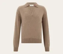 Herren Kaschmirpullover mit Polokragen Braun