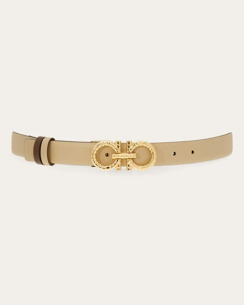 Ferragamo Damen Verstellbarer Gancini Wendegürtel Beige Braun