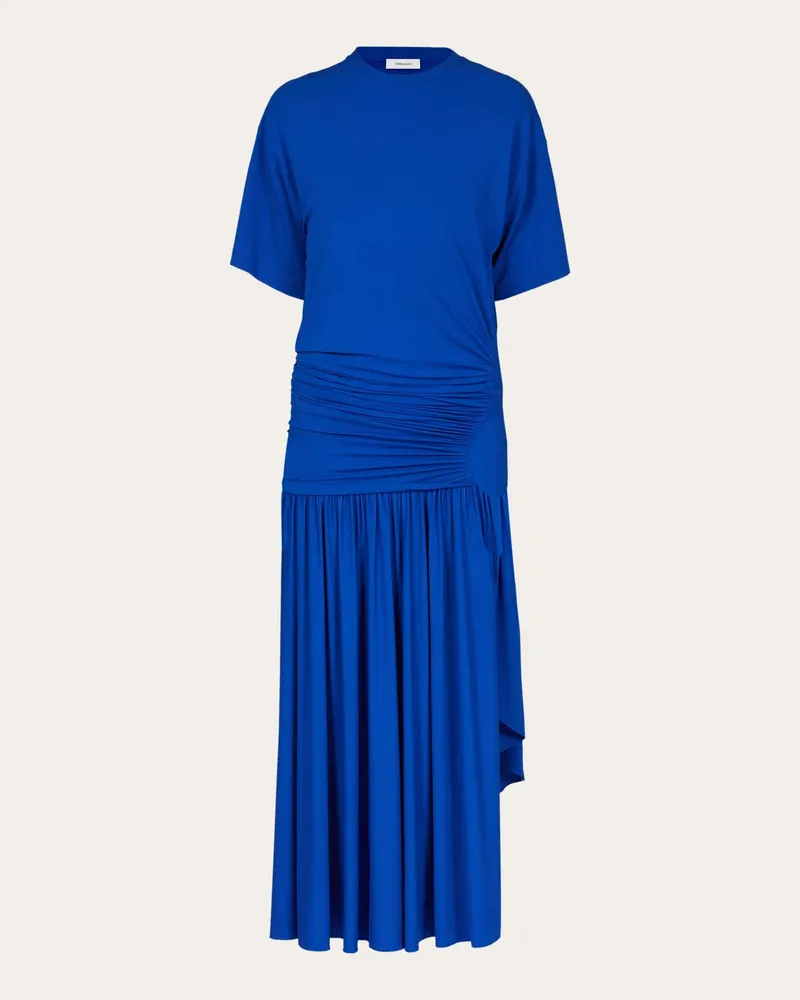 Ferragamo Damen Kleid mit Drapierung Blau Blau