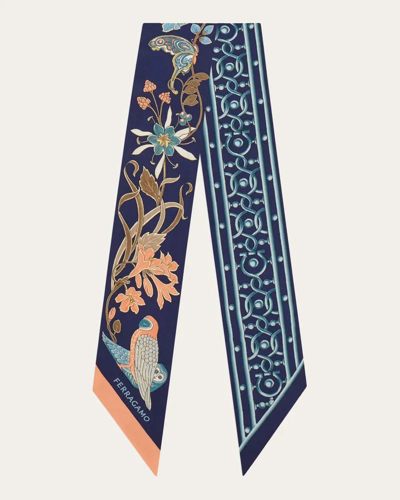 Ferragamo Damen Mini-Bandeau-Tuch mit Jugendstil-Print Blau Blau