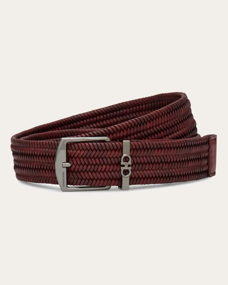 Ferragamo Herren Flechtgürtel Rot Rot