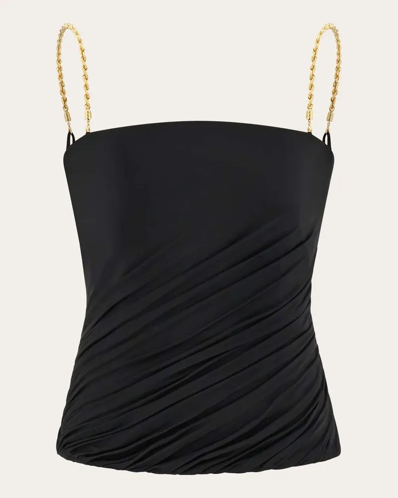 Ferragamo Damen Top mit Drapierung Schwarz Schwarz