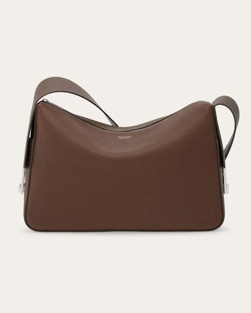 Ferragamo Herren Kuriertasche mit Gancini-Schnallen (M) Braun Braun