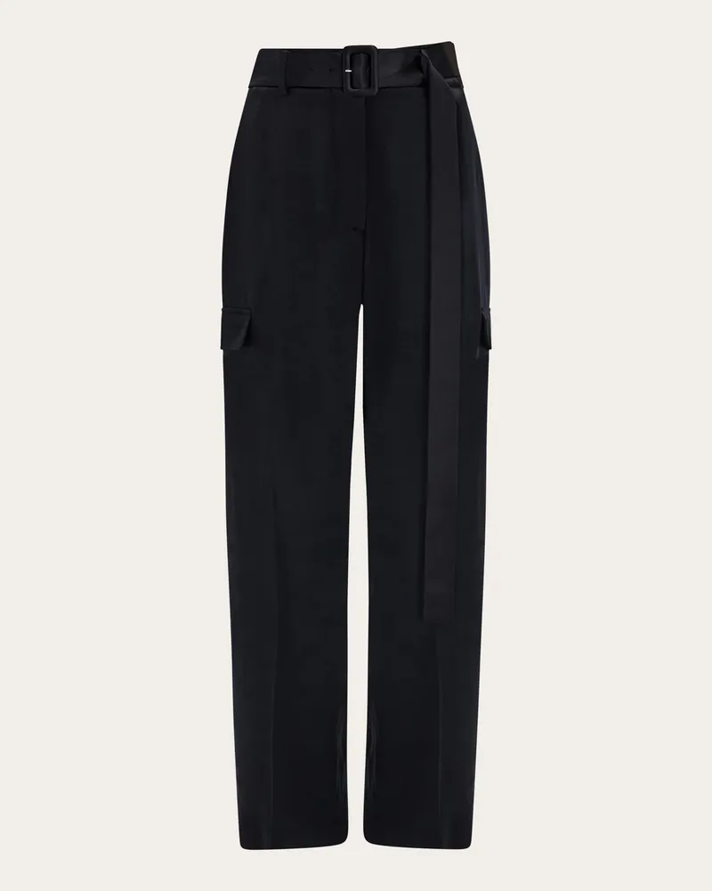 Ferragamo Damen Cargohose aus Satin Schwarz Schwarz