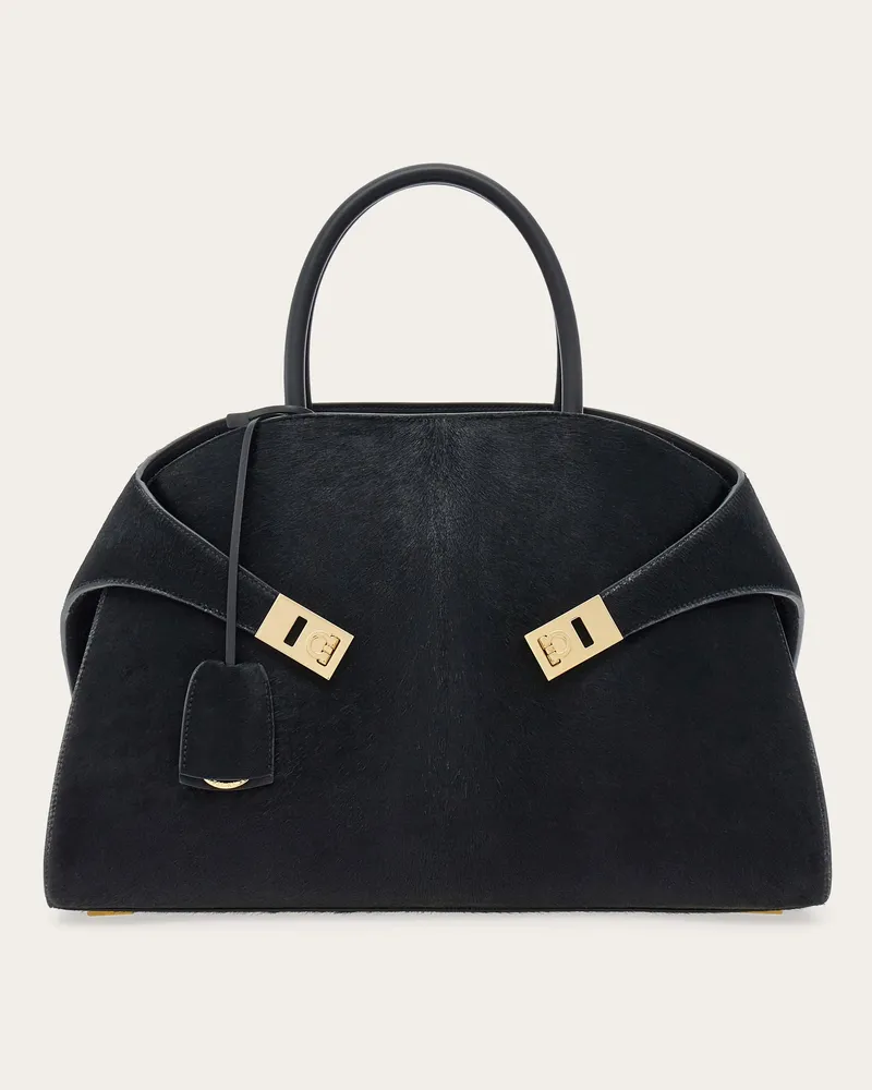 Ferragamo Damen Hug Handtasche (L) Schwarz Schwarz