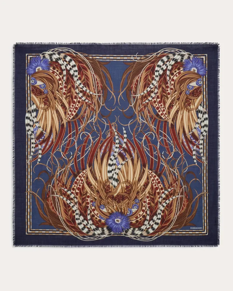 Ferragamo Damen Schultertuch aus Kaschmir und Seide Blau Blau