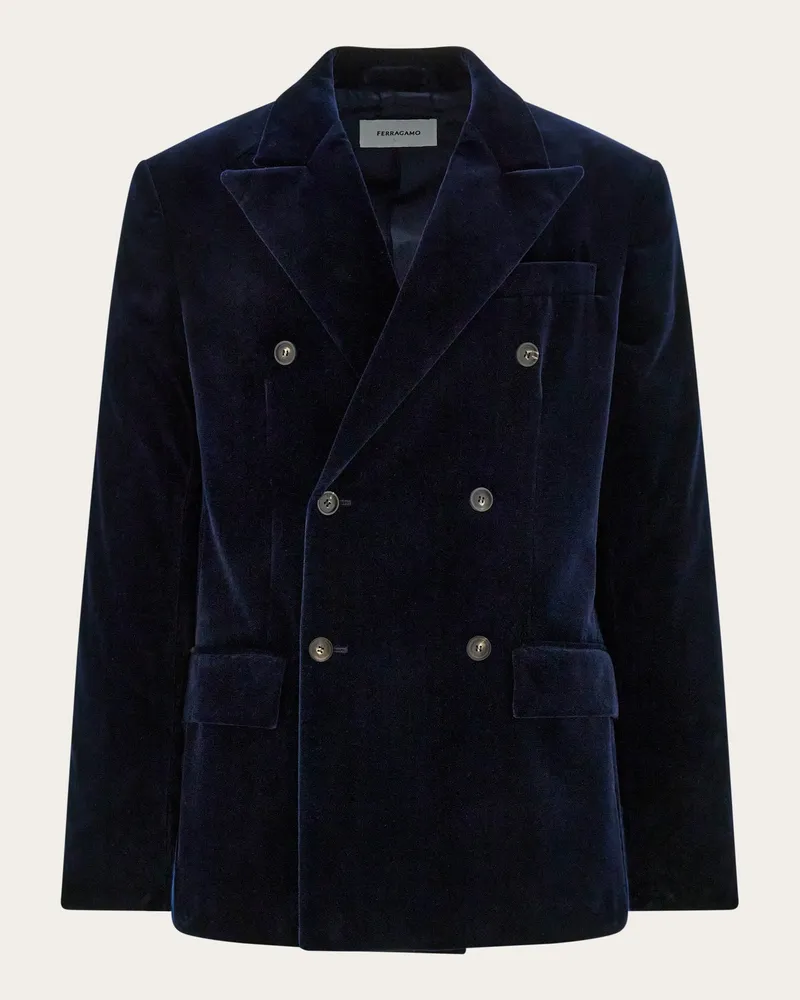 Ferragamo Herren Samtblazer Blau Blau