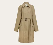 Damen Duster-Mantel mit Satin-Einsätzen Beige