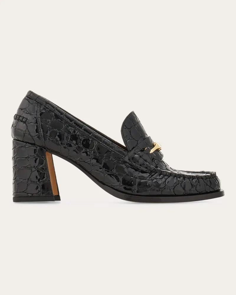 Ferragamo Damen Pumps-Loafer mit F-Schnalle Schwarz Größe Schwarz