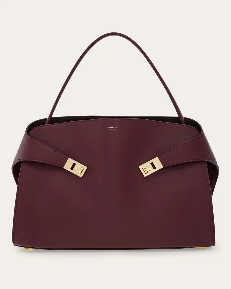 Ferragamo Damen Zweifarbige Schultertasche Hug Soft (L) Violett Violett