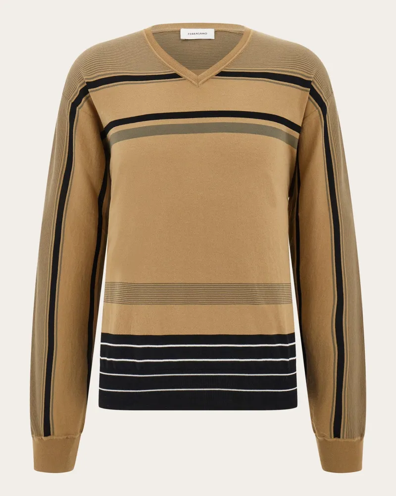 Ferragamo Herren Pullover mit V-Ausschnitt Mehrfarbig Mehrfarbig