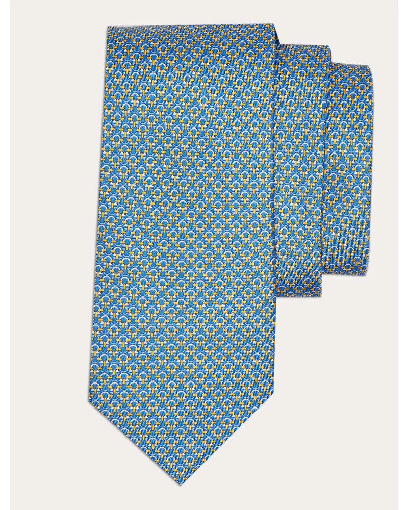 Ferragamo Herren Seidenkrawatte mit Gancini-Print Blau Blau