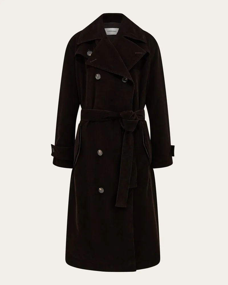 Ferragamo Damen Trenchcoat aus Cordsamt Braun Braun