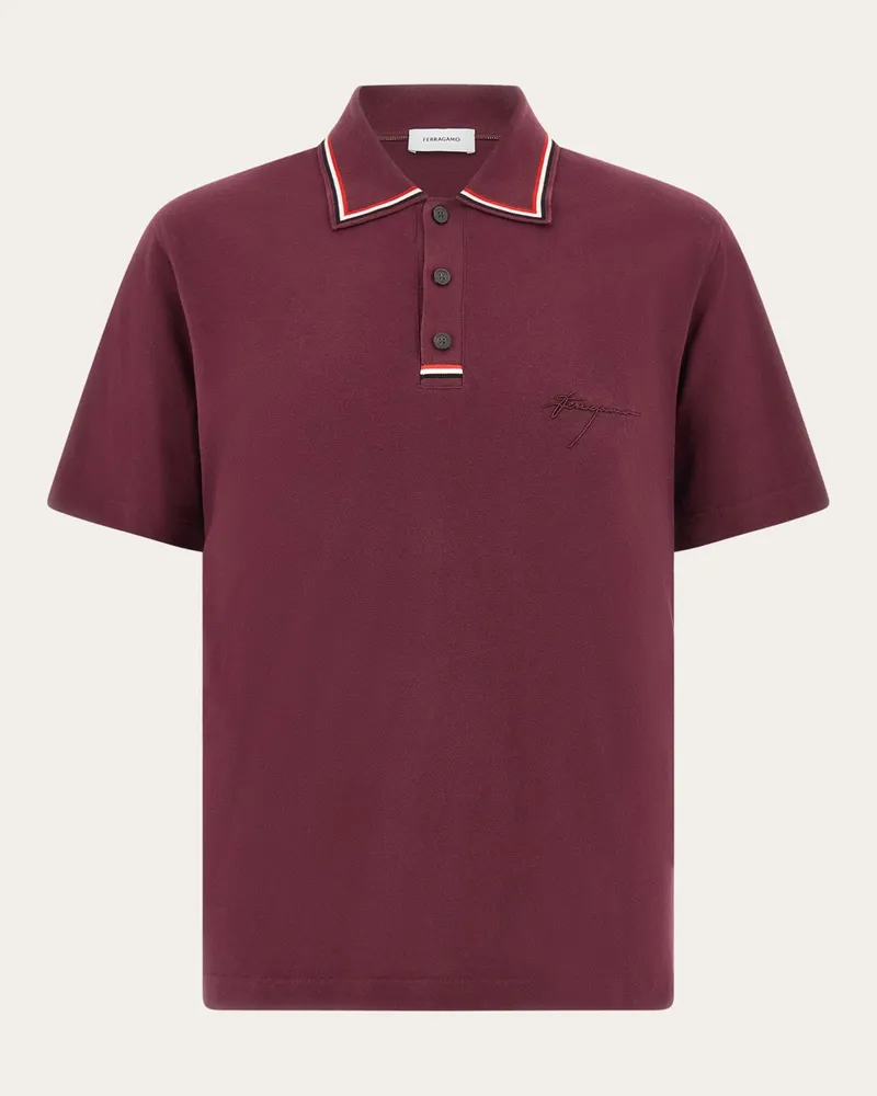 Ferragamo Polohemd mit Signatur Rot