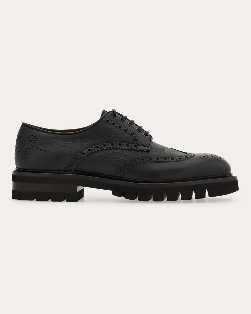 Ferragamo Herren Derby-Schuh mit-Broguing Schwarz Größe Schwarz