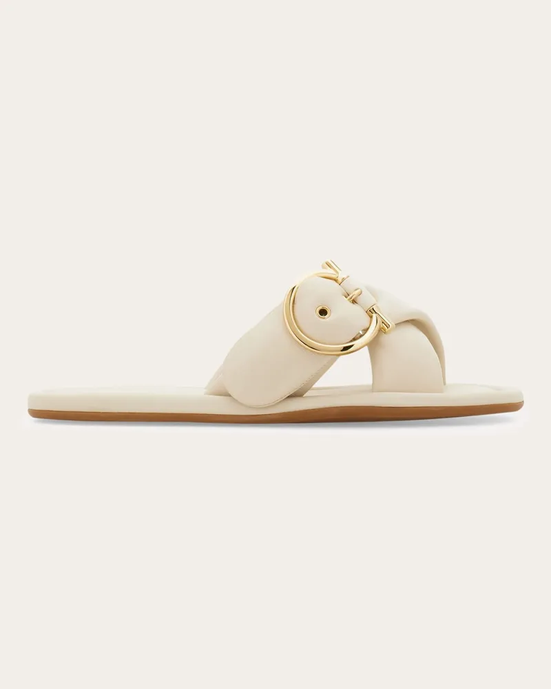Ferragamo Damen Slide mit Gancini-Ornament Weiß Größe 5 Weiß