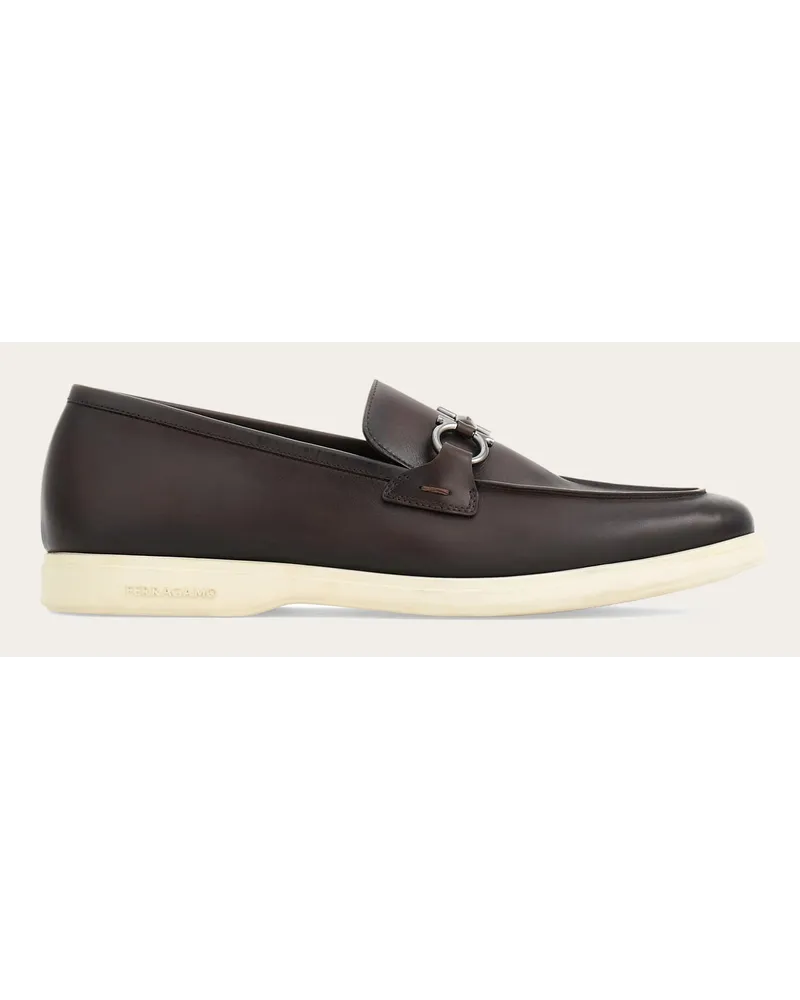 Ferragamo Herren Salopper Loafer mit Gancini-Ornament Braun Größe Braun