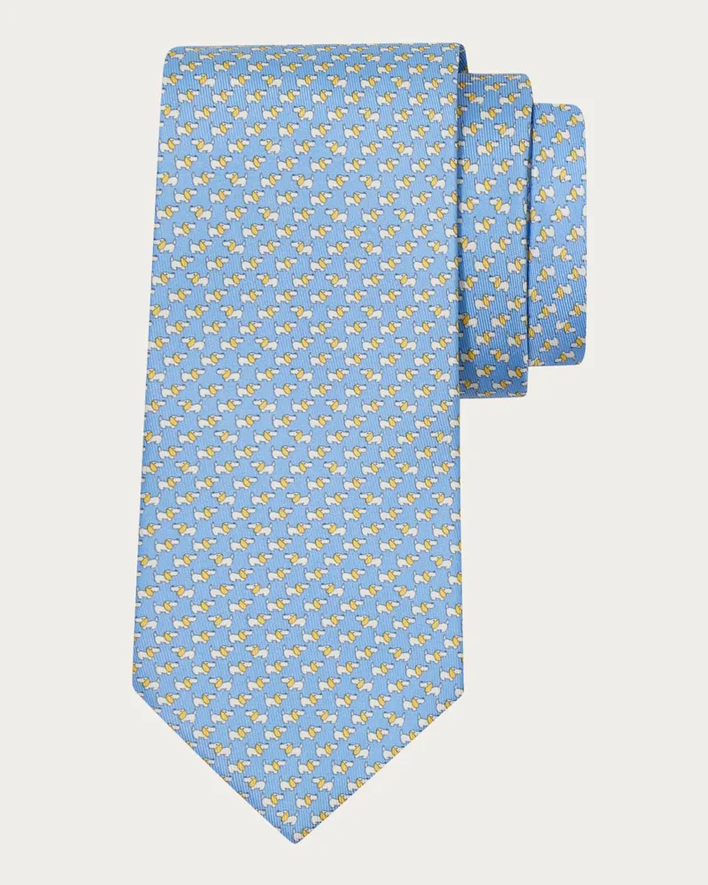 Ferragamo Herren Seidenkrawatte mit Dylan-Print Blau Blau