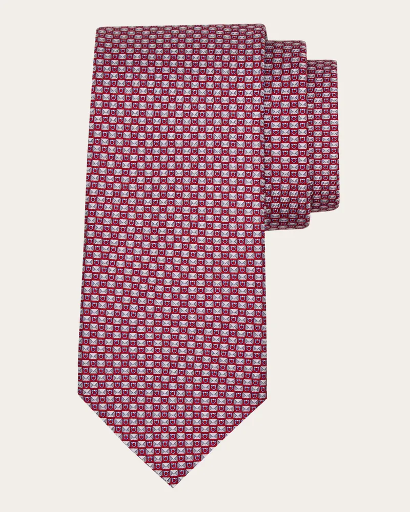 Ferragamo Herren Seidenkrawatte mit Gancini letter-Print Rot Rot