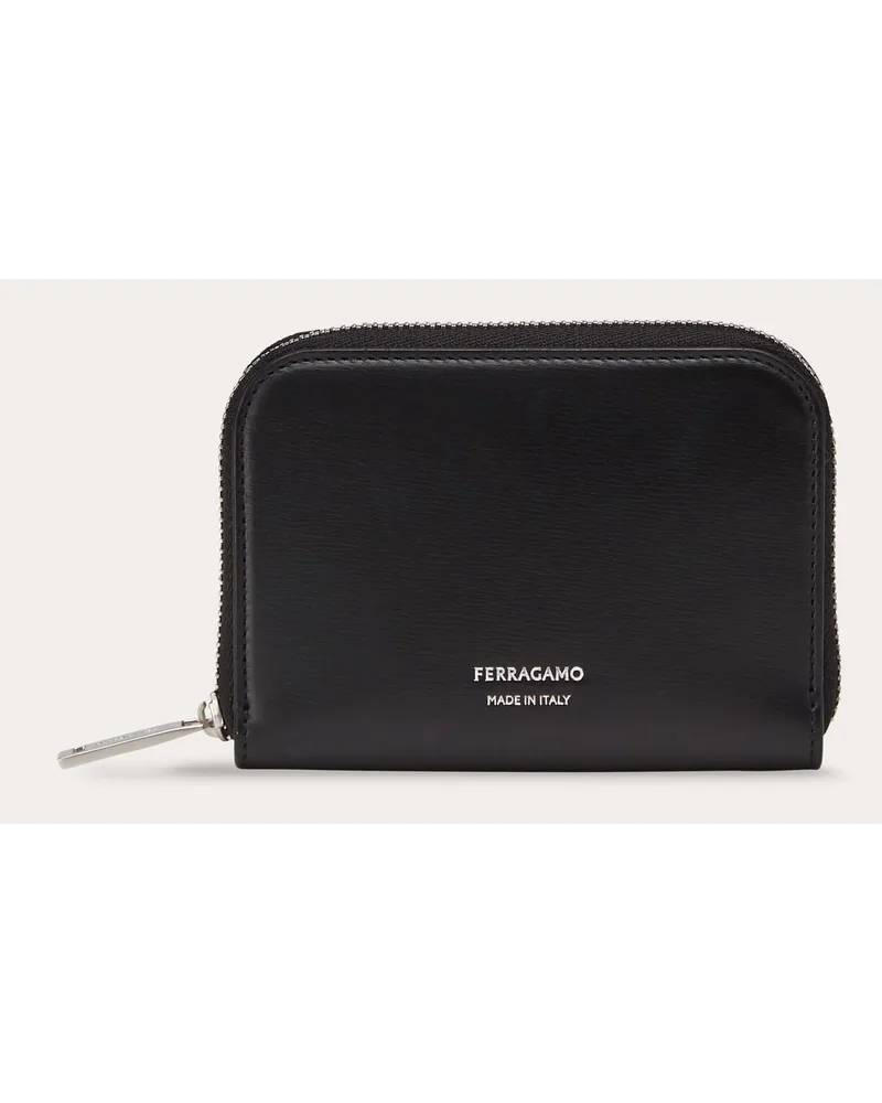 Ferragamo Herren Kreditkartenetui mit Reißverschluss Schwarz Schwarz