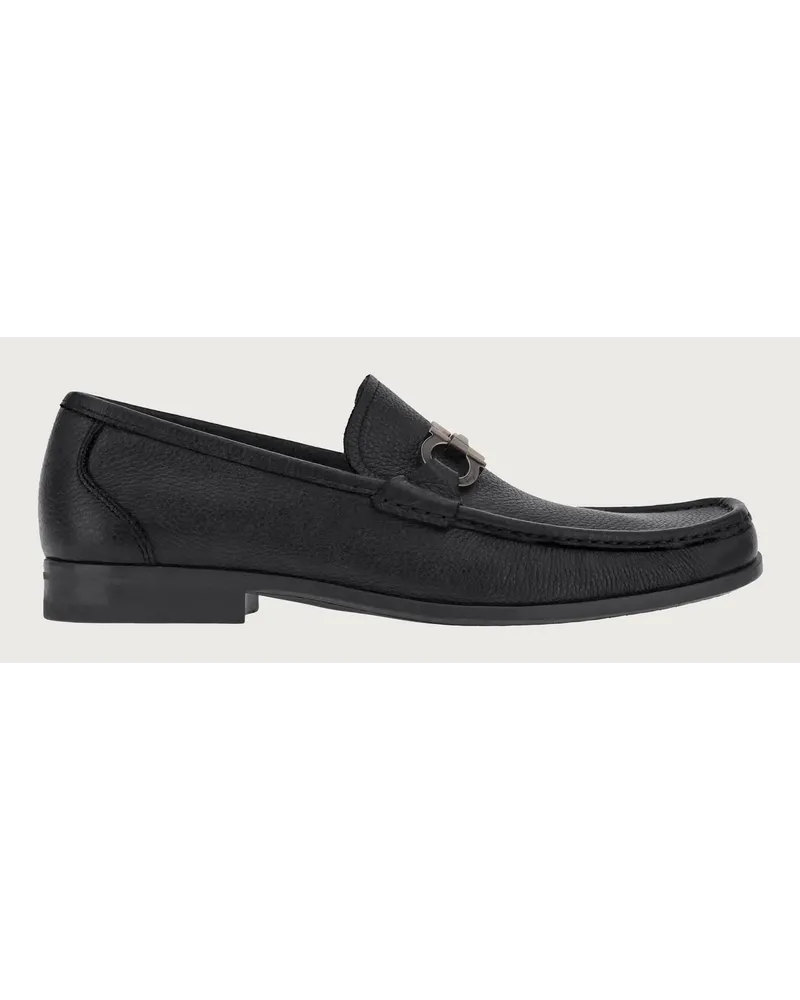 Ferragamo Herren Mokassin mit Gancini-Spange Schwarz Größe Schwarz
